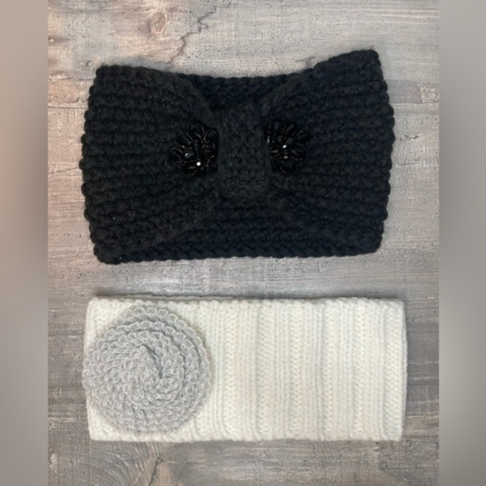 NWOT Women’s Winter Headbands Black Sequins Cream Grey